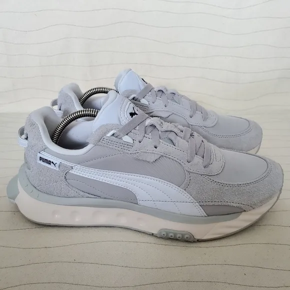Puma Mens Wild Rider Vintage Glacial Gray Suede Shoes Sneaker 381595-04 Size 9
