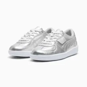 PUMA Palermo Chrome Sneakers Kids 13 Silver Feather Gray Leather Shoes FZP204