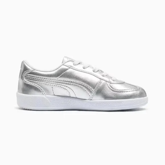 PUMA Palermo Chrome Sneakers Kids 13 Silver Feather Gray Leather Shoes FZP204