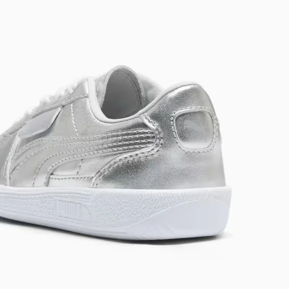 PUMA Palermo Chrome Sneakers Kids 13 Silver Feather Gray Leather Shoes FZP204