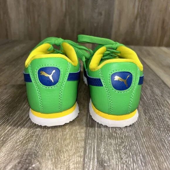 Puma Roma Country Pack Kids Youth 1C Green Yellow Blue Leather Sneaker Shoes