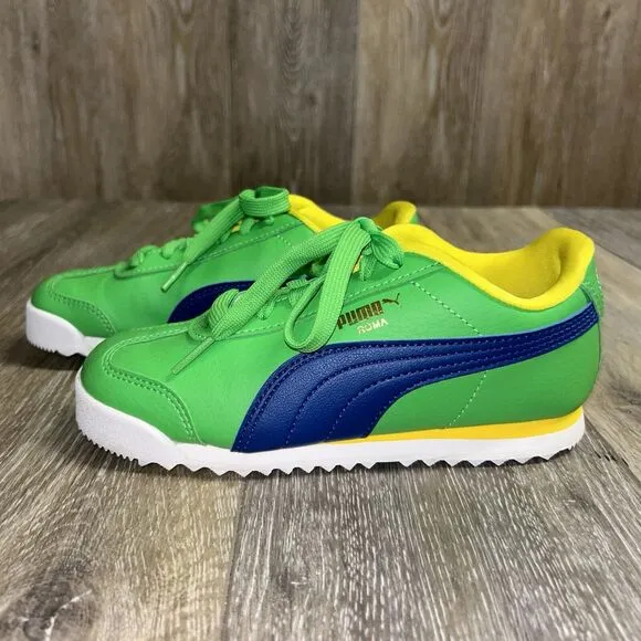Puma Roma Country Pack Kids Youth 1C Green Yellow Blue Leather Sneaker Shoes