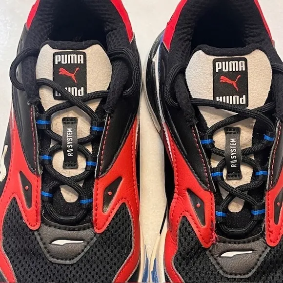 Puma RS-Fast Running Shoes Lightweight Cushioned Sneakers Black Red Blue Size 8
