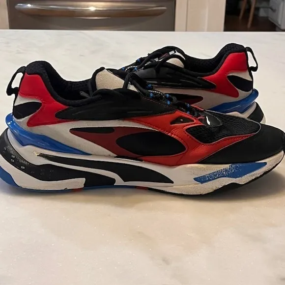 Puma RS-Fast Running Shoes Lightweight Cushioned Sneakers Black Red Blue Size 8