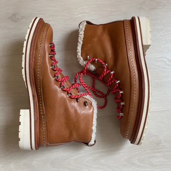 rag &amp; bone Compass Boots 39.5 EU 9.5 US Women's Shearling Leather Hiking Boots