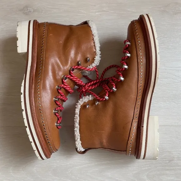 rag &amp; bone Compass Boots 39.5 EU 9.5 US Women's Shearling Leather Hiking Boots