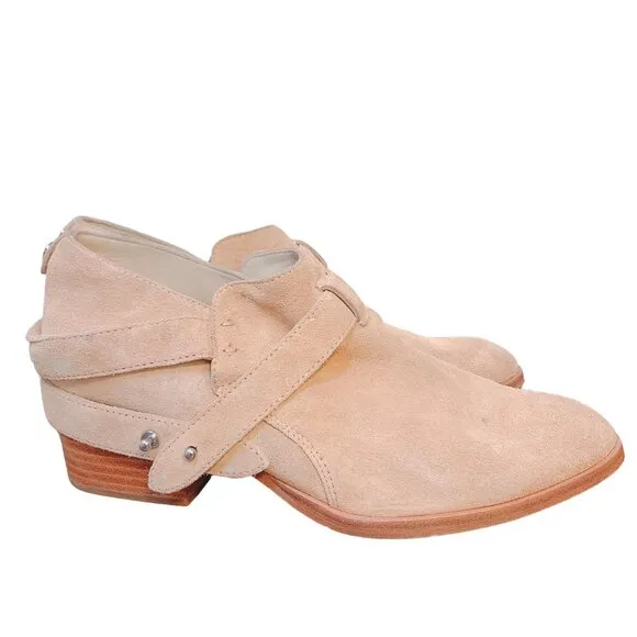 Rag &amp; Bone Tan Suede Ankle Booties With Strap 7