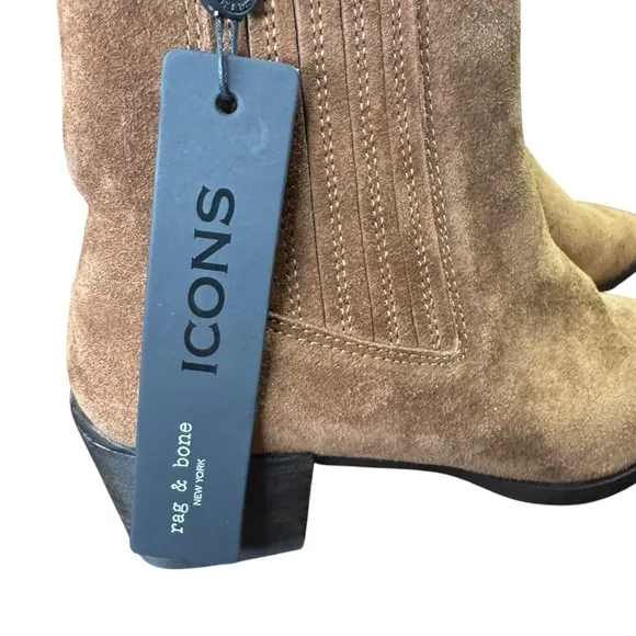 Rag &amp; Bones ICON Rover Chelsea Boots Almond Toe Leather Suede Shoes Size 38 US 8