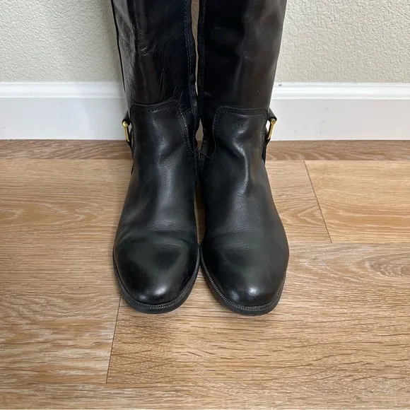 Ralph Lauren 100% Leather Black Bernadine Tall Women's Boots, Size 7.5