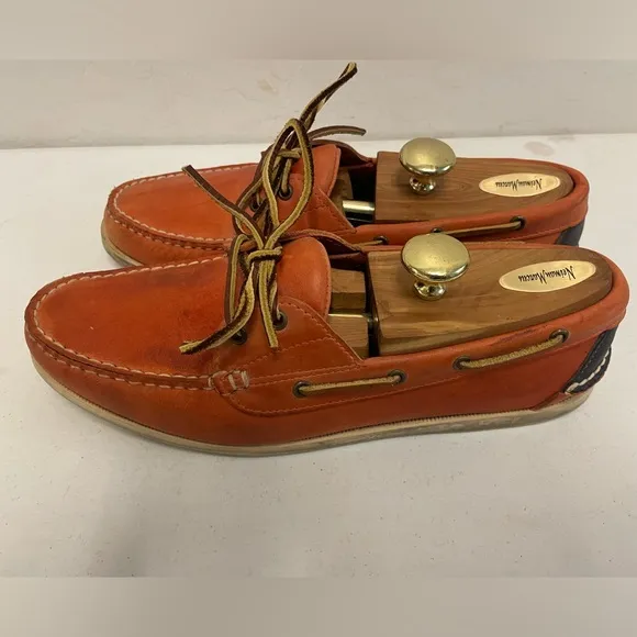 Ralph Lauren Black Label Made in USA Colorblock Boat Shoes in Orange  9.5 D