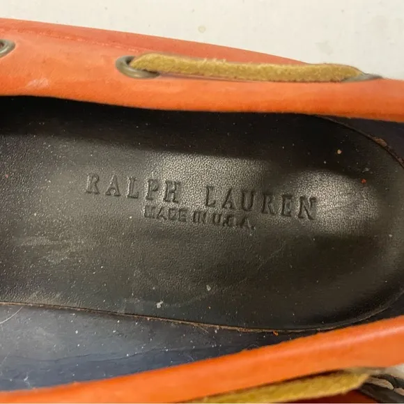 Ralph Lauren Black Label Made in USA Colorblock Boat Shoes in Orange  9.5 D