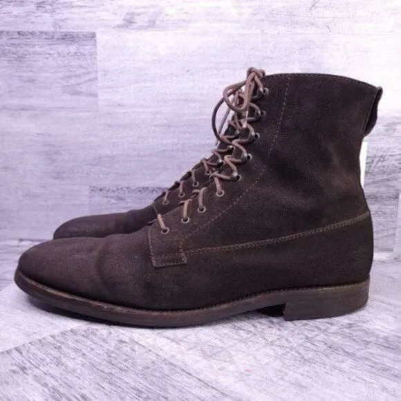Ralph Lauren Italian Suede Lace Up Combat Boot Brown Men's sz 12