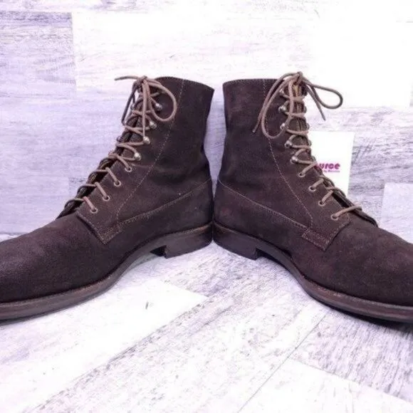 Ralph Lauren Italian Suede Lace Up Combat Boot Brown Men's sz 12