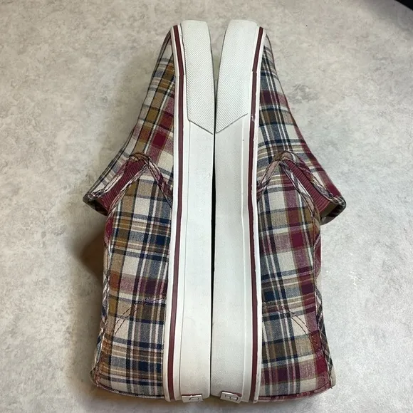 Ralph Lauren men’s canvas slip on casual loafers maroon/cream size 9
