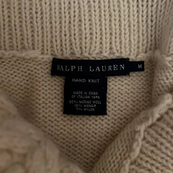 Ralph Lauren Off-the-Shoulder Cream Sweater| Medium