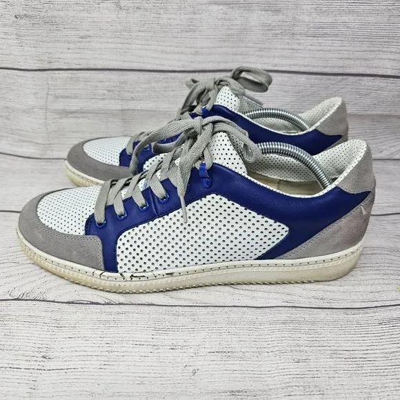 Rare‎ Emporio Armani 11.5 US mens White Navy Blue Gray suede shoes