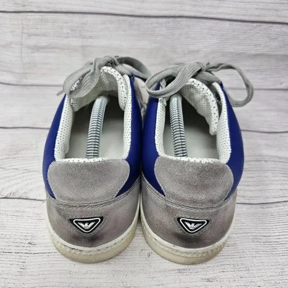 Rare‎ Emporio Armani 11.5 US mens White Navy Blue Gray suede shoes