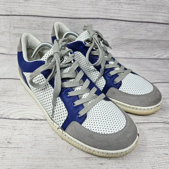 Rare‎ Emporio Armani 11.5 US mens White Navy Blue Gray suede shoes