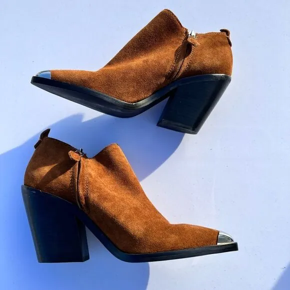 Rebecca Minkoff Seiji Notched Suede Ankle Boots Size 10