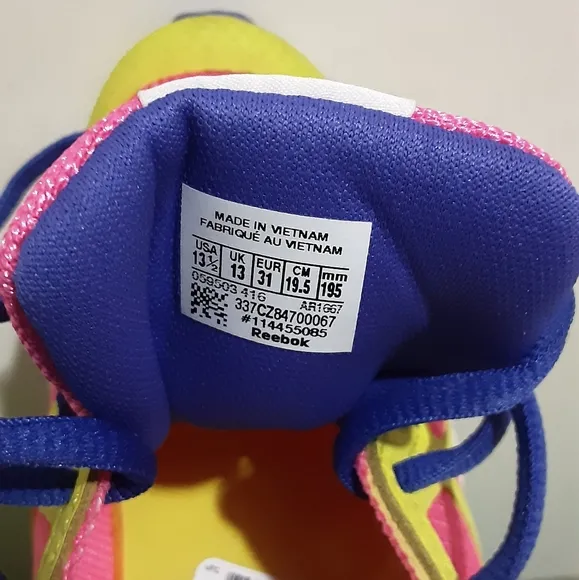 Reebok Exocage Athletic Running Shoes Ortholite AR1667 Girl's 13.5 Nwob.