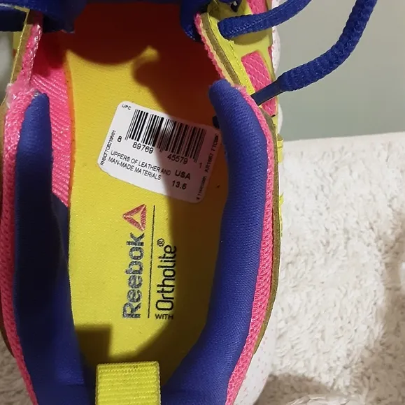 Reebok Exocage Athletic Running Shoes Ortholite AR1667 Girl's 13.5 Nwob.