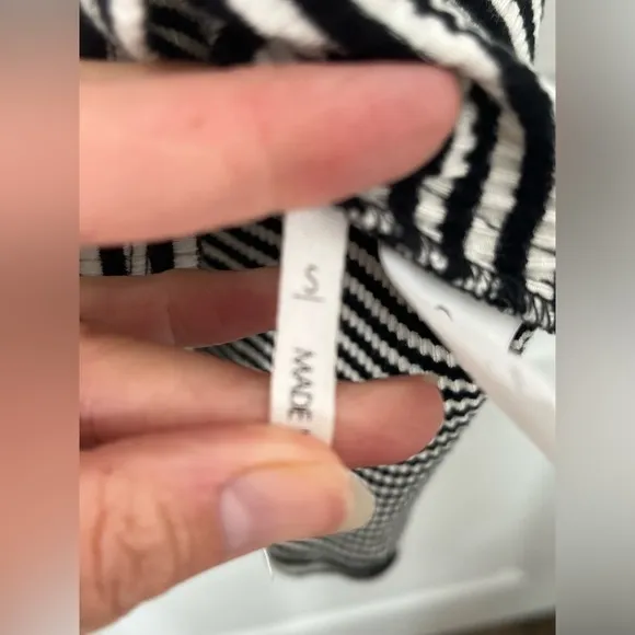 Reformation Black and White Striped Ribbed Minidress Size Small