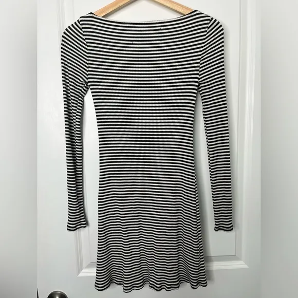 Reformation Black and White Striped Ribbed Minidress Size Small