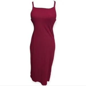 Reformation Midi Dress Ribbed Criss Cross Back Summer Sun Dress Red