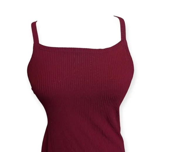 Reformation Midi Dress Ribbed Criss Cross Back Summer Sun Dress Red
