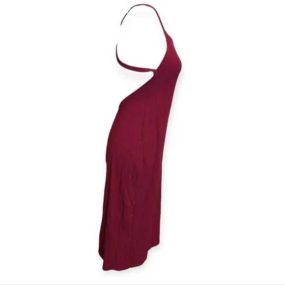 Reformation Midi Dress Ribbed Criss Cross Back Summer Sun Dress Red