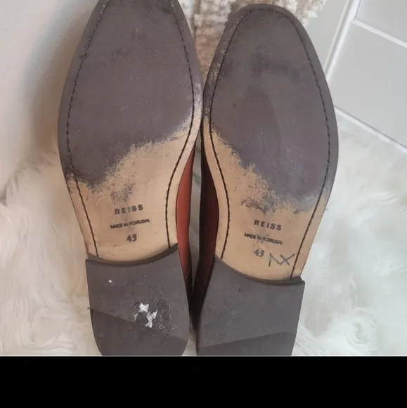 REISS RIVINGTON TAN GENUINE LEATHER MONK STRAP ALMOND TOE MEN SHOES SZ 10
