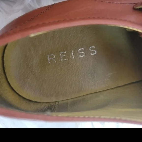 REISS RIVINGTON TAN GENUINE LEATHER MONK STRAP ALMOND TOE MEN SHOES SZ 10