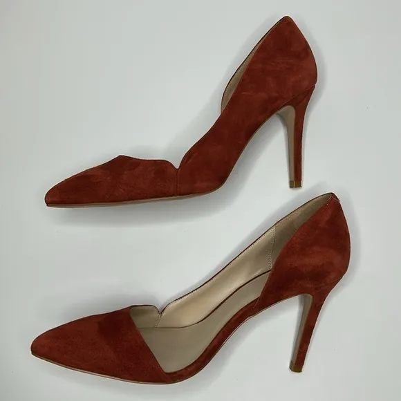 Reiss Suede Pointed Toe Pump in Rust Size 41/9.5