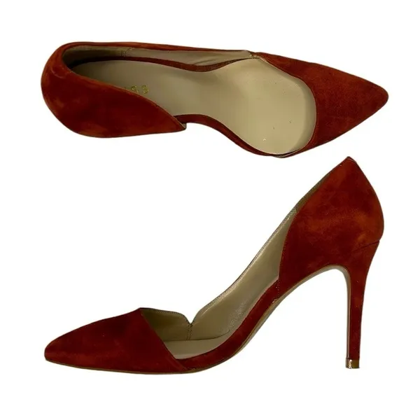 Reiss Suede Pointed Toe Pump in Rust Size 41/9.5