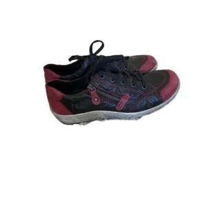 Remonte Shoes Sneakers Black Red Leather 7.5 Lace Up