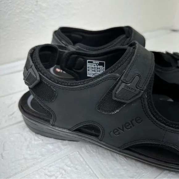REVERE MONTANA 2 MEN SANDALS IN OILED BLACK Size 12 outdoor summer sandal