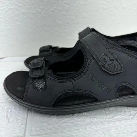 REVERE MONTANA 2 MEN SANDALS IN OILED BLACK Size 12 outdoor summer sandal