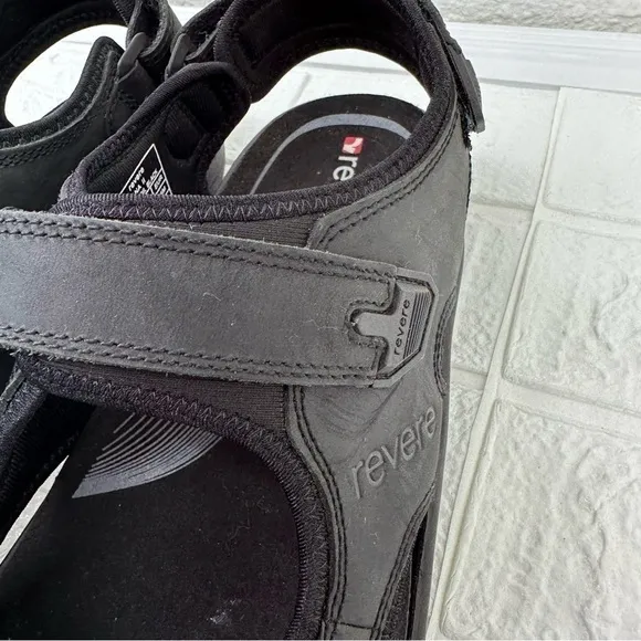 REVERE MONTANA 2 MEN SANDALS IN OILED BLACK Size 12 outdoor summer sandal