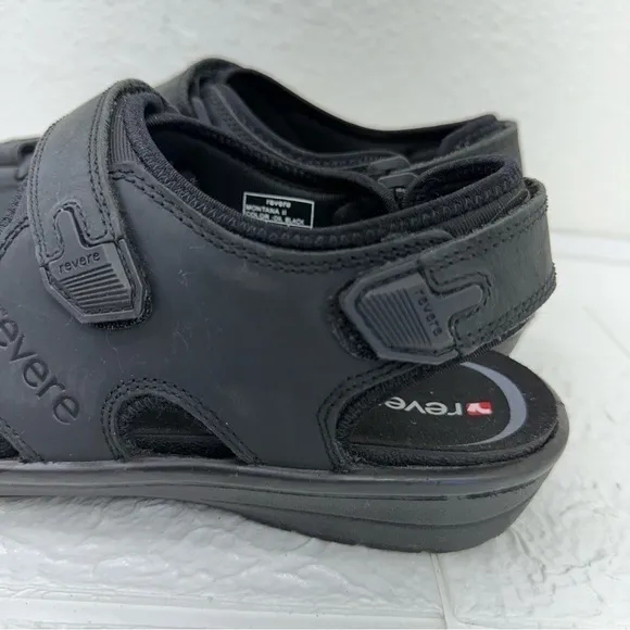 REVERE MONTANA 2 MEN SANDALS IN OILED BLACK Size 12 outdoor summer sandal