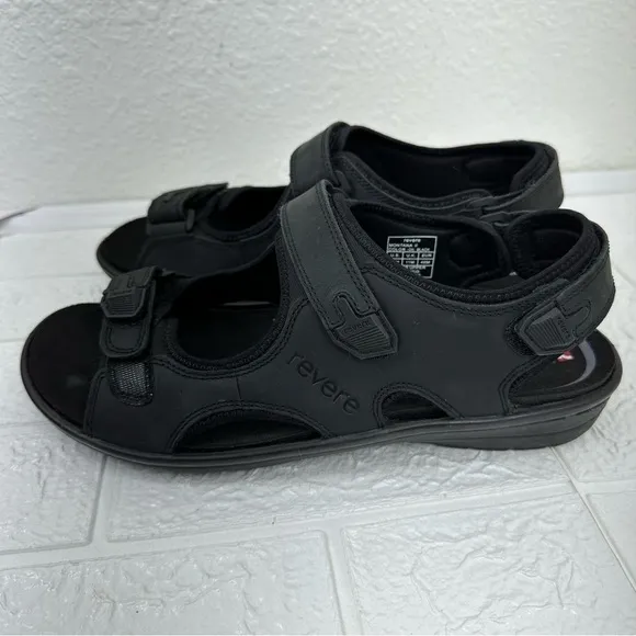 REVERE MONTANA 2 MEN SANDALS IN OILED BLACK Size 12 outdoor summer sandal