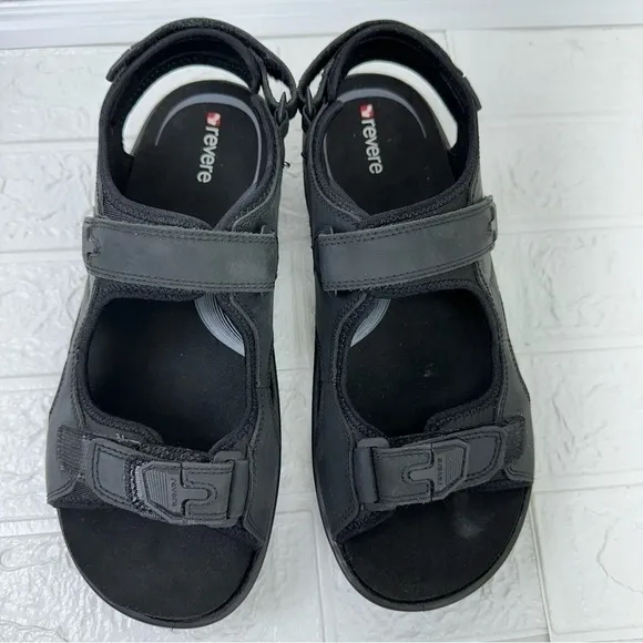 REVERE MONTANA 2 MEN SANDALS IN OILED BLACK Size 12 outdoor summer sandal