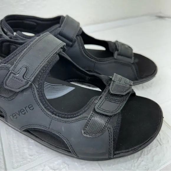 REVERE MONTANA 2 MEN SANDALS IN OILED BLACK Size 12 outdoor summer sandal