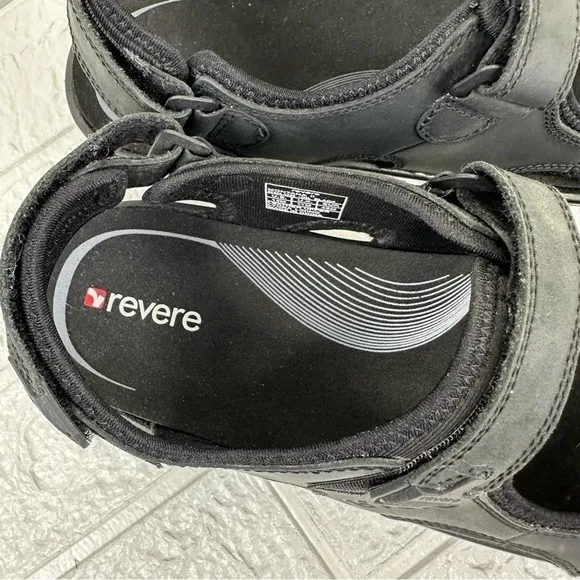 REVERE MONTANA 2 MEN SANDALS IN OILED BLACK Size 12 outdoor summer sandal