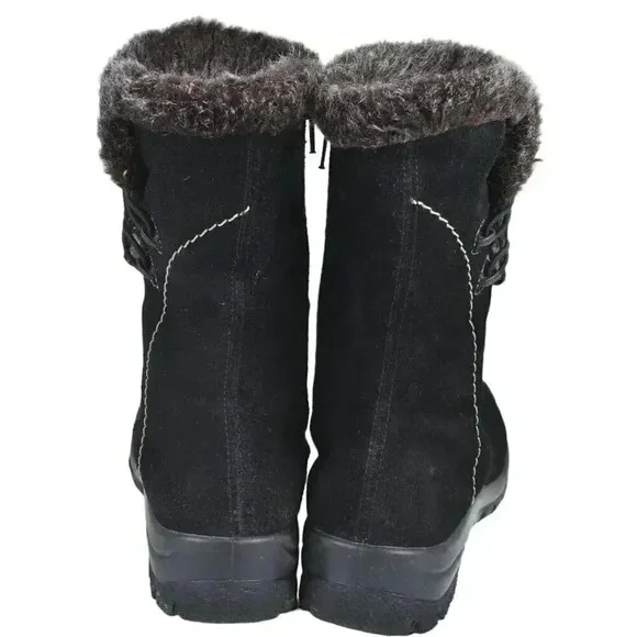 Rieker Suede Winter Ankle Boots Lined Genuine Leather Black Size 38