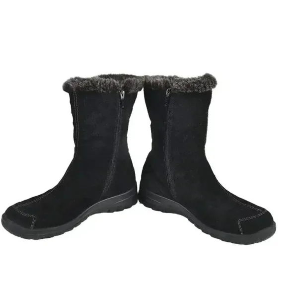 Rieker Suede Winter Ankle Boots Lined Genuine Leather Black Size 38