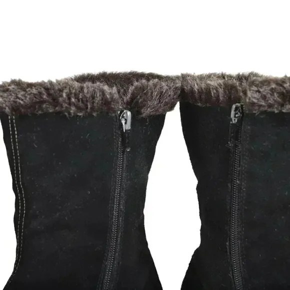 Rieker Suede Winter Ankle Boots Lined Genuine Leather Black Size 38