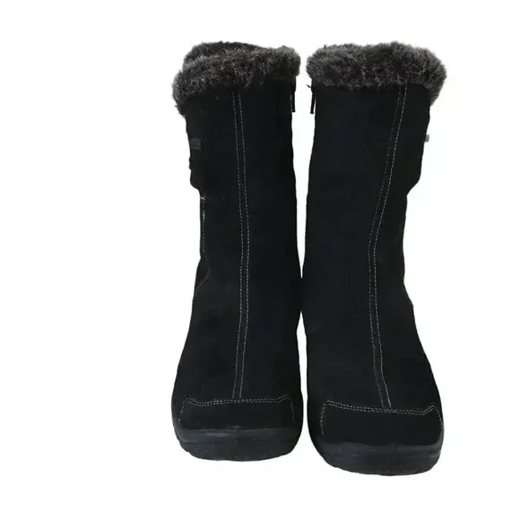Rieker Suede Winter Ankle Boots Lined Genuine Leather Black Size 38