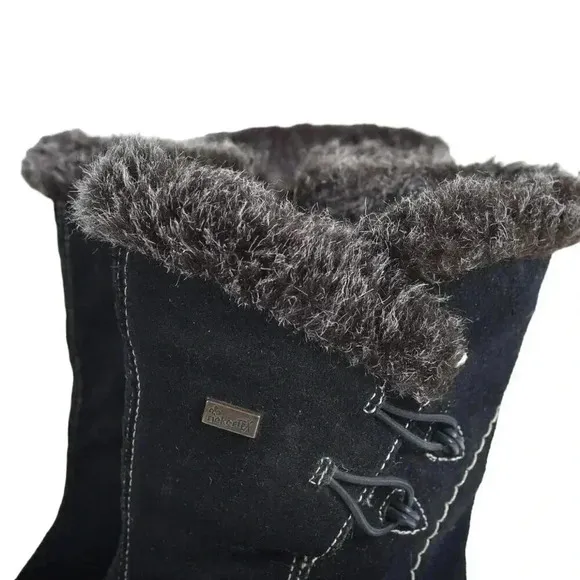 Rieker Suede Winter Ankle Boots Lined Genuine Leather Black Size 38