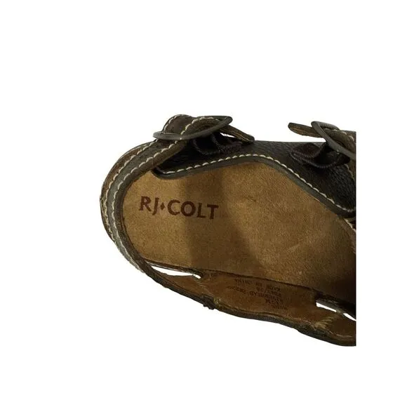 RJ Colt Mens Leather Sandals‎ Brown Riverhead Open Toe Outdoors Chunky Sz 11M