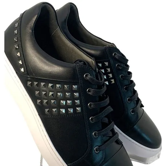 Robert Graham Men's Studded Black Leather Sneakers | Sz 9 | NEW with Tags/Box